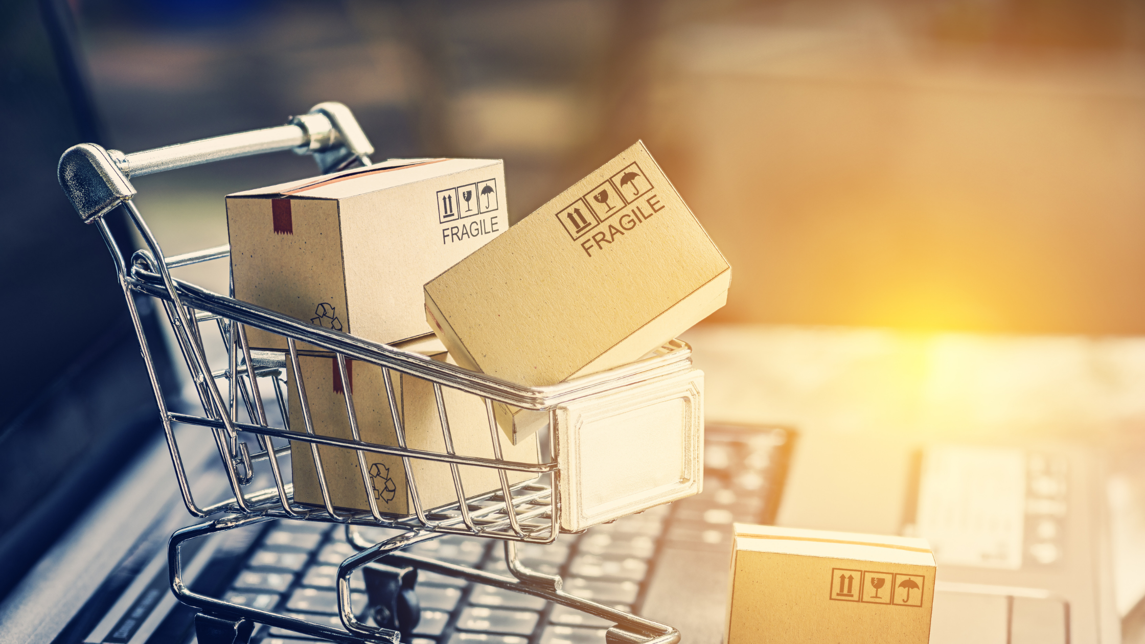Handlevogn med pakker solgt digitalt