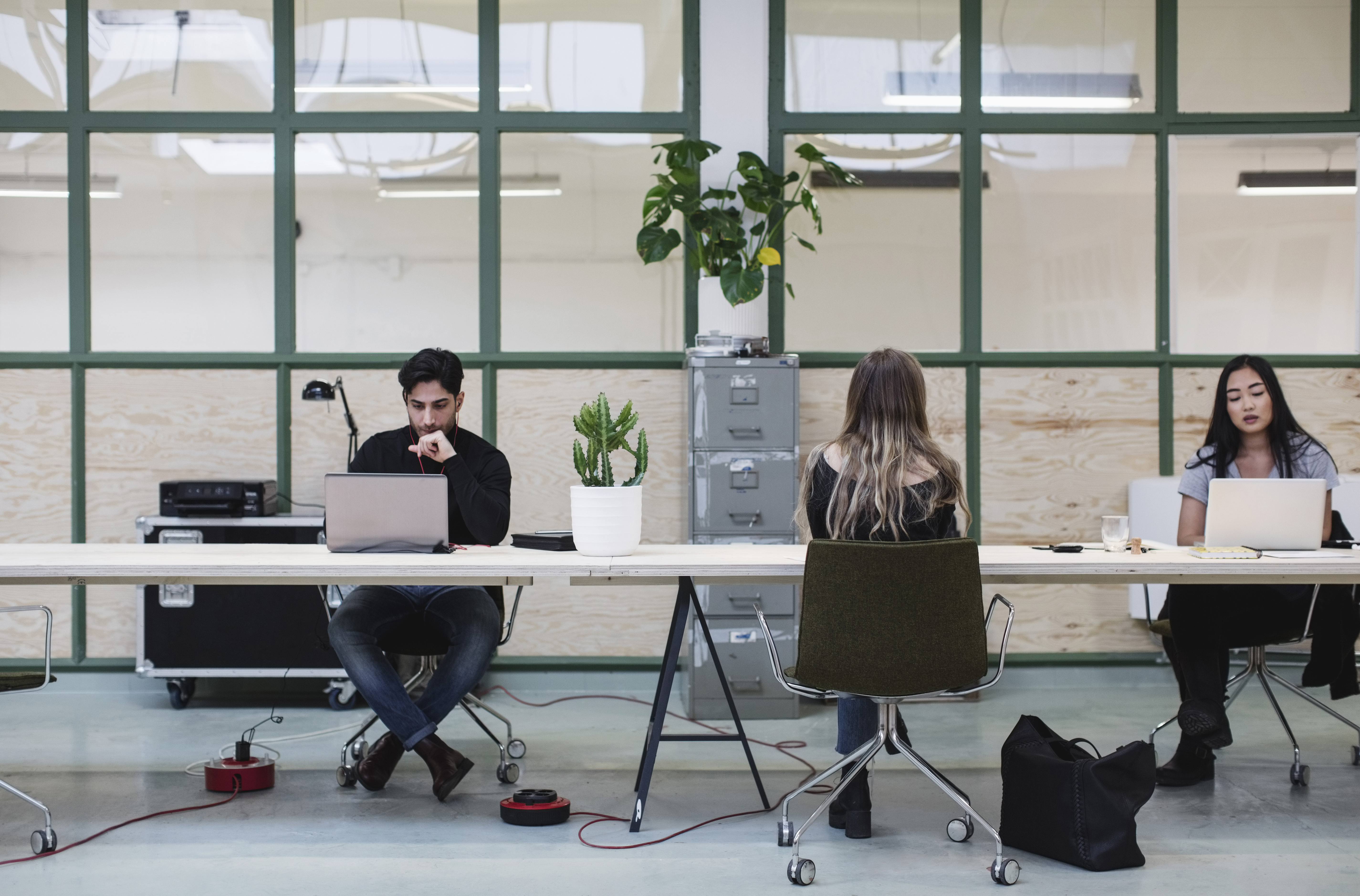 People working at desks