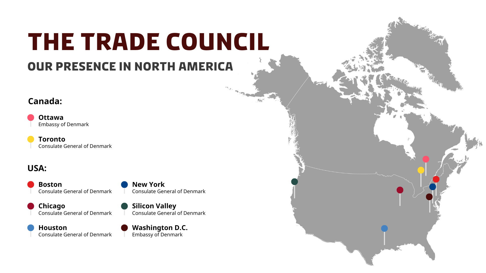 map over North America, Canada, USA 